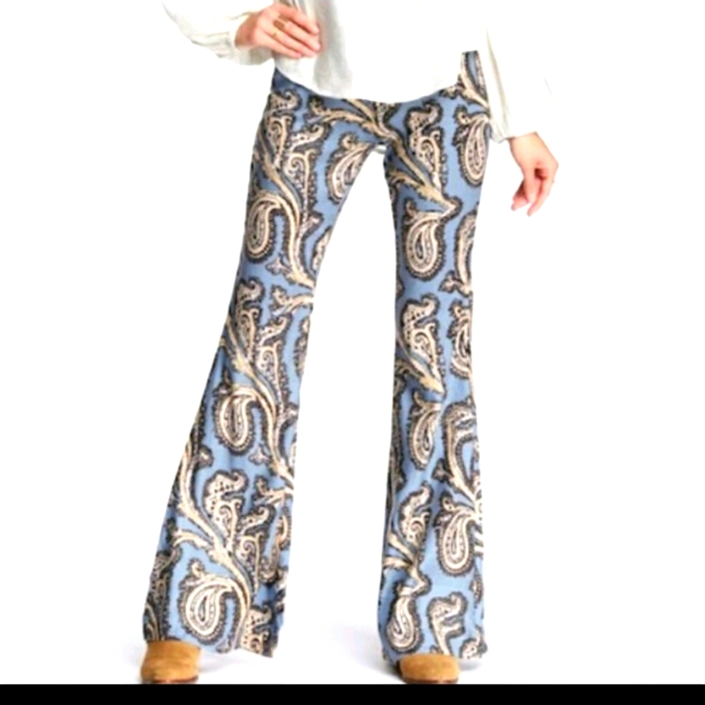 Free People Paisley Bell Bottom Pants